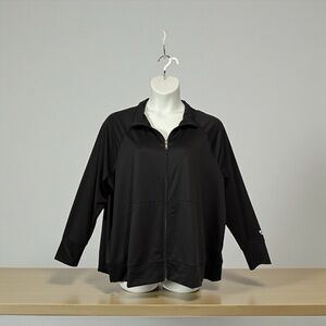 Active Zone by Penningtons, Plus Size Lightweight Zip Jacket, 2X, Black